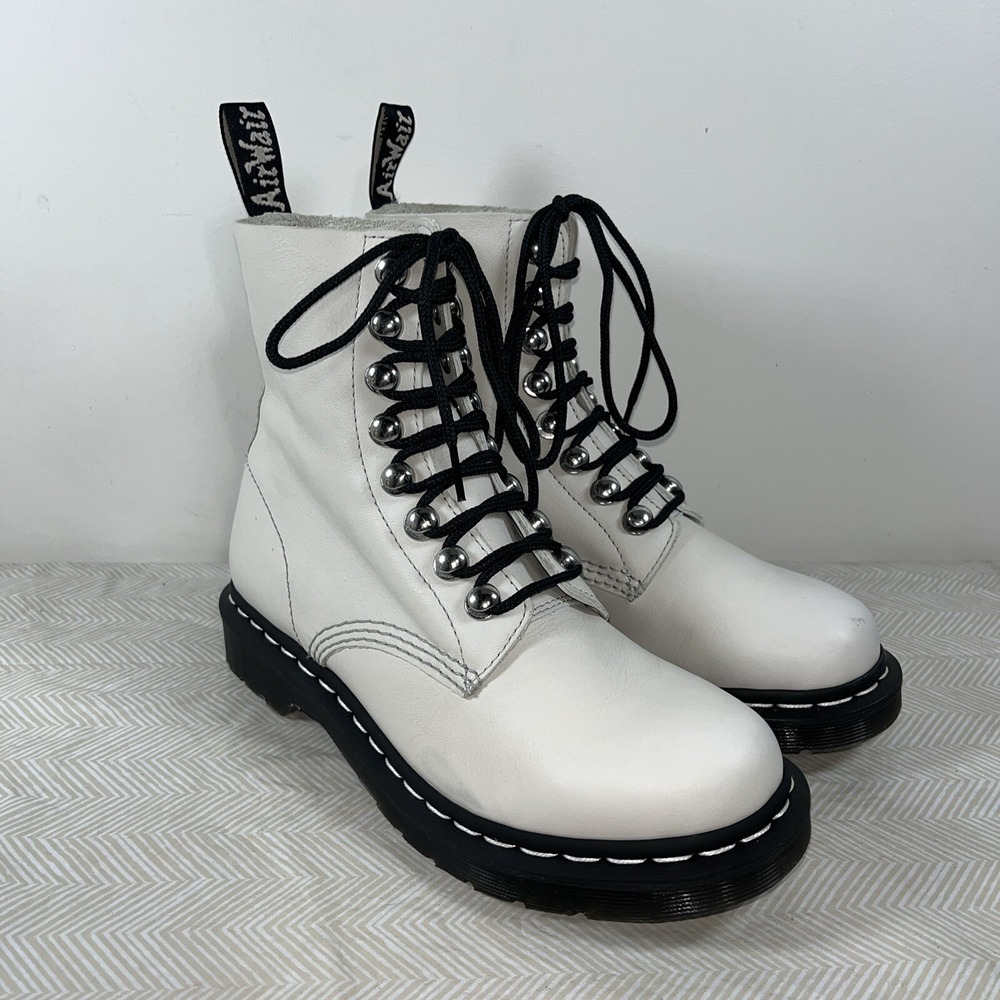 Dr Martens Womens 1460 Pascal HDW Sz 8 White Combat Comfort Retro Y2K 90s Grunge - Picture 2 of 16